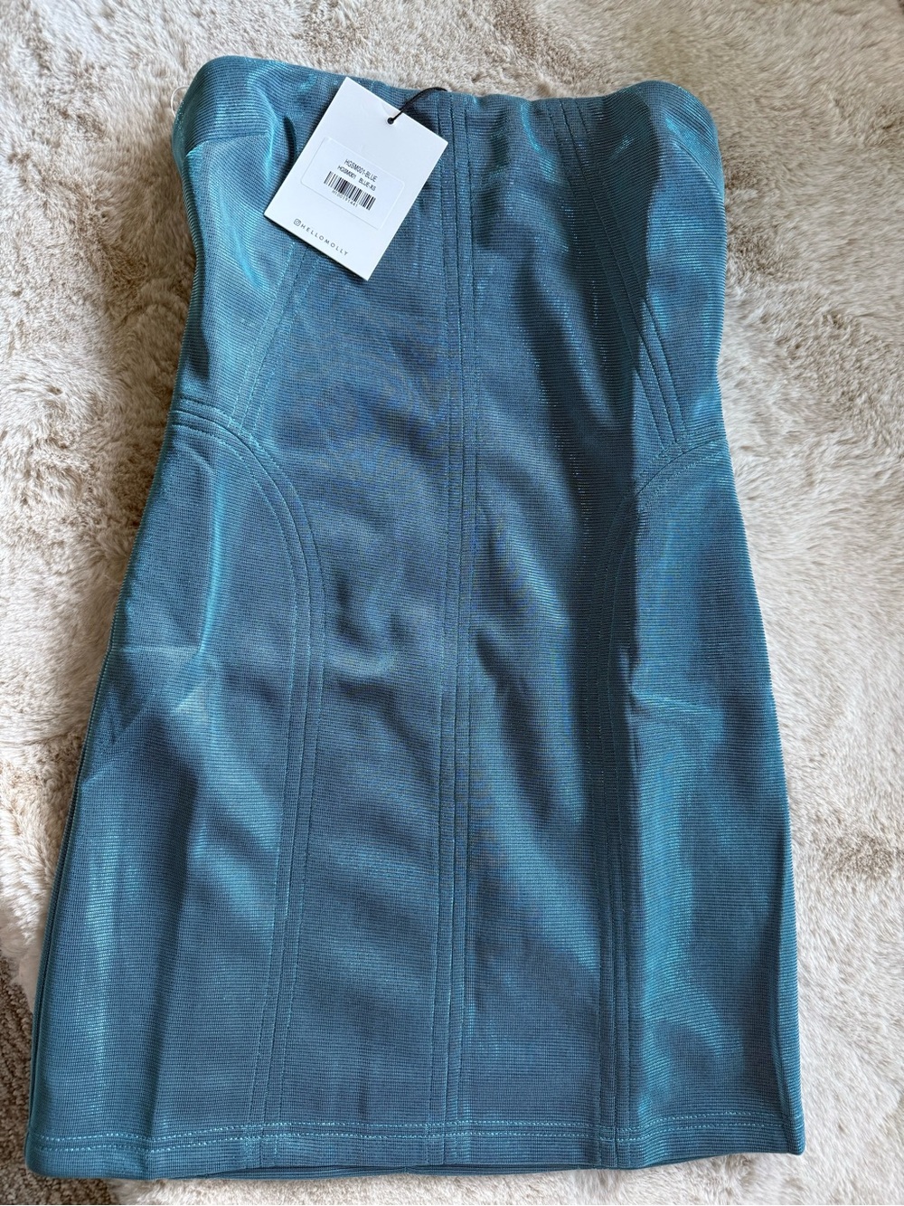 Hello Molly Strapless Teal Bodycon Mini Dress - Picture 3 of 4